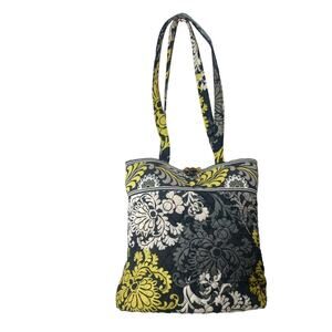 Vera Bradley Shoulder Bag Baroque Black Gray Yellow Print Retired 13" x 13" x 4"